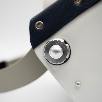 Tiger Scoop - White On Navy Leather