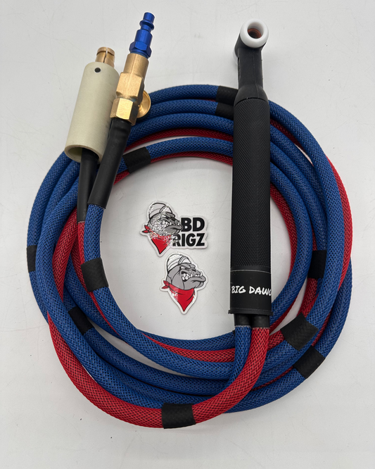 Big Dawg Tig Rig Double Hose 200 AMP - Red / Blue (No Swivel)